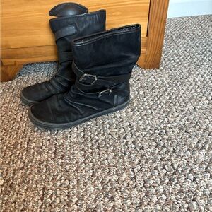 Women's Black Ankle Booties with Buckle Strap